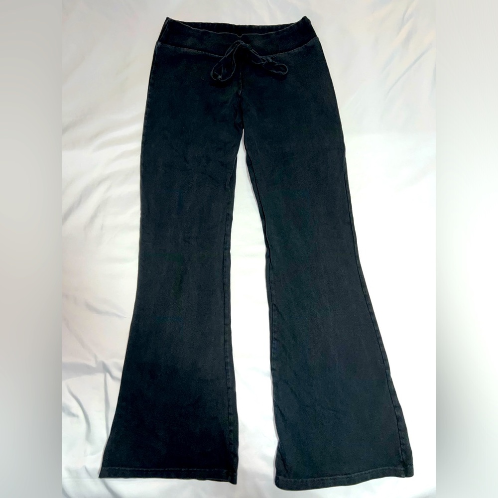 Brandy Melville Black and Grey Flare Sweatpants